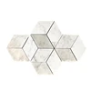 White marble with grey veins Marble mosaic 24x24 tiles shaped cube 3d mosaic tile