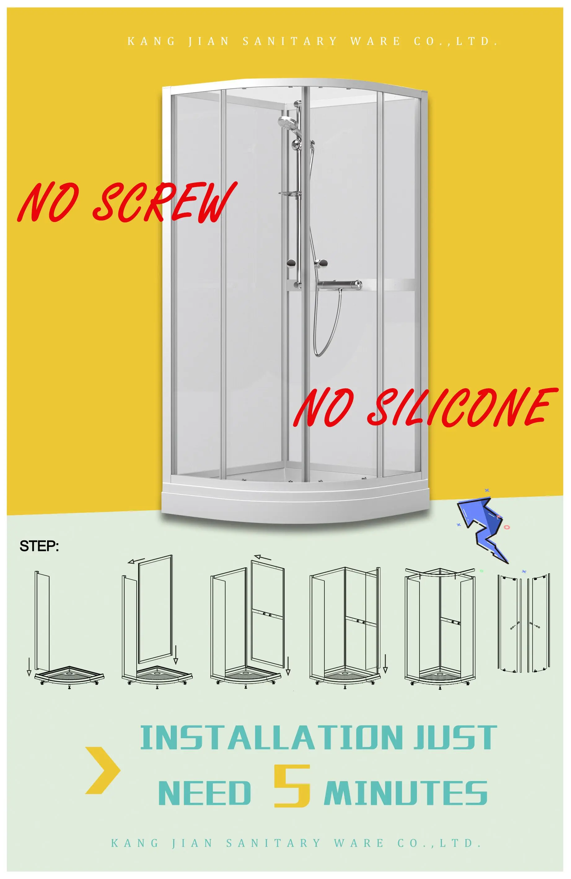 Easyinstallation Complete Tempered Glass Shower Cabin Buy Easy