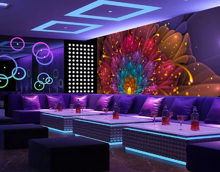 Cool Nightclub Wall Mural Bar Ktv Flower 3d Wallpaper Sticker Buy 3d Wallpaper Sticker 4054