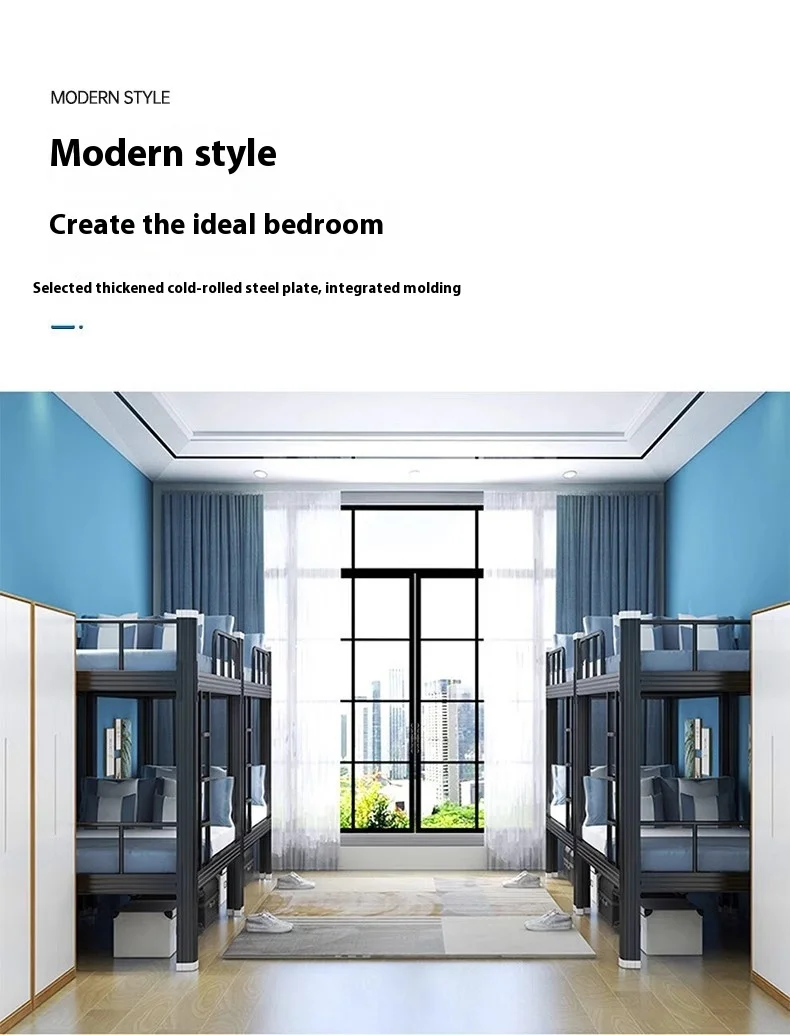 product hot sell metal bunk bed frame double bed for adults worker twin metal frame for boys used bunk beds for sale-5