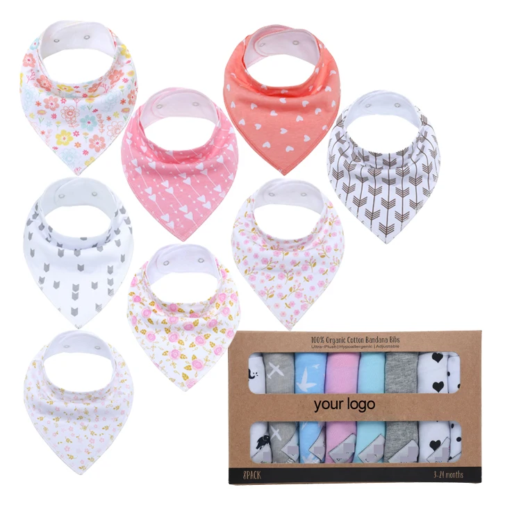 
Private Label bibs baby organic teething adjustable high quality cotton baby bandana bibs 