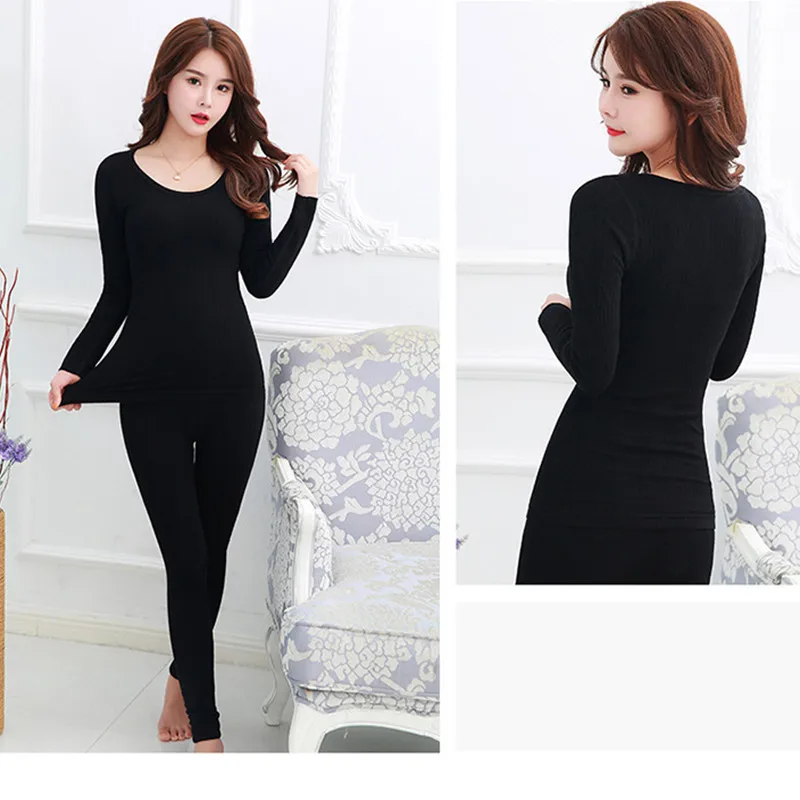 New Winter Thermal Underwear Women Wool Eamless Long John Women Set