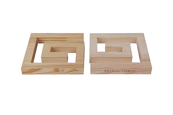 Natural Modern Pine Wood Nesting Trivets for Hot Plates, Pans, and Pots. For Kitchens, Tables, and Countertops