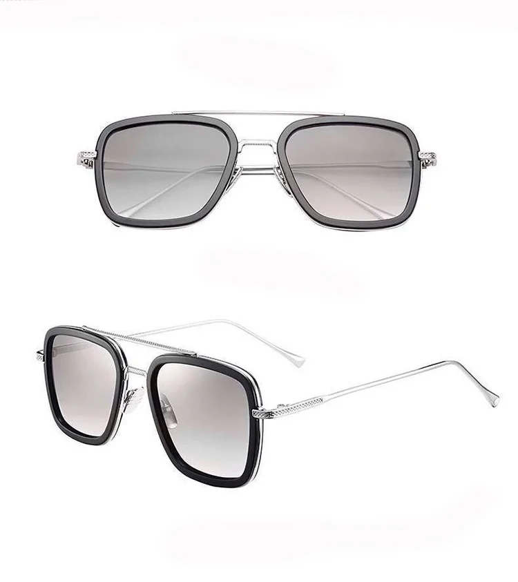Tony Stark Rectangular Fashion Mens Western Style Factory Direct Polarized UV400 Iron Man Sunglasses