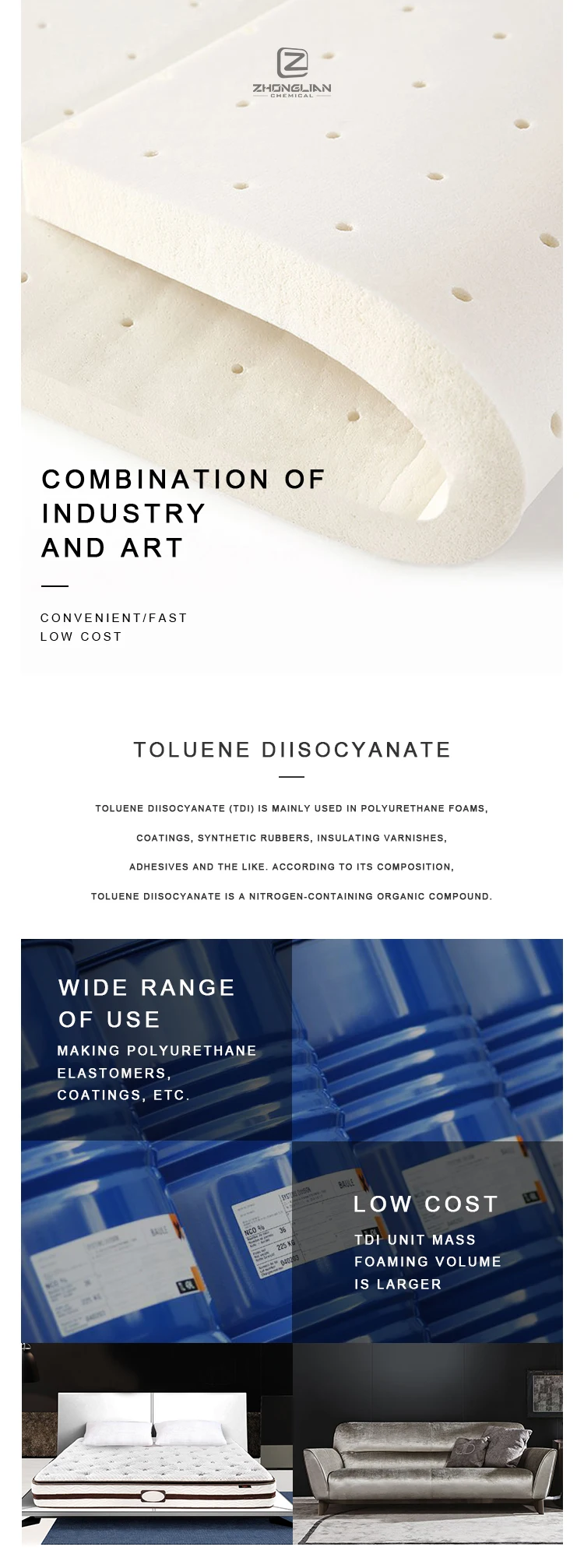 China manufacturer PU foam raw materials polyol toluene diisocyanate tdi 80 20 chemical price