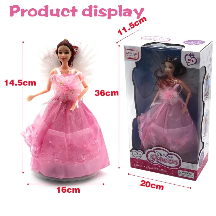 Hot Sale Girls Toys Beautiful Shiny Winged Princess Cute Doll Toy With Music & LED Light
