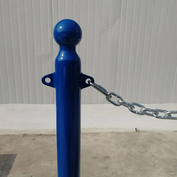Steel Parking Lot Chain Barrier Road Removable Powder Coated Pillar