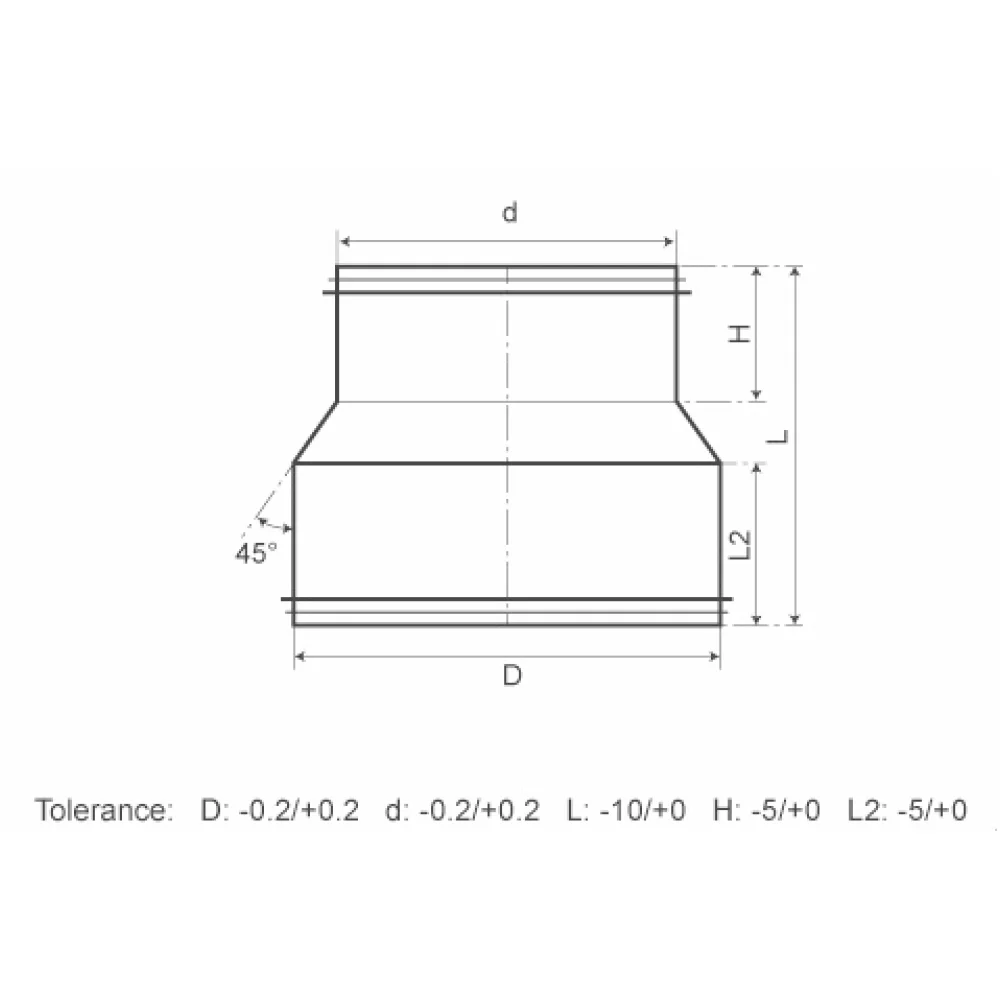 Ventilation Air Duct Galvanized Spiral Duct Fitting Reducer With Rubber