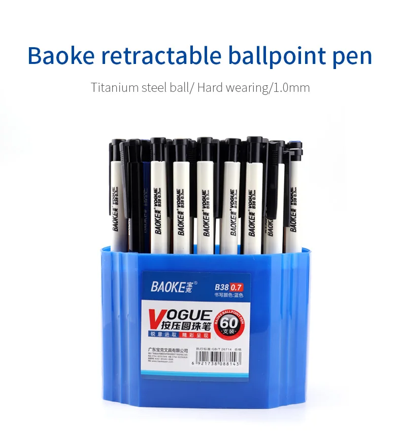 Retractable Ballpoint Pen With Clip 0.7mm Plastic Ball Pen Parts Buy