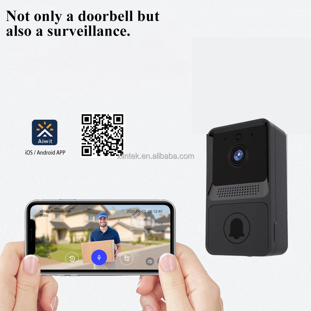 Aiwit 480p Mini Video Doorbell Smart Cloud Storage Wireless Wifi Doorbell Camera With Chime