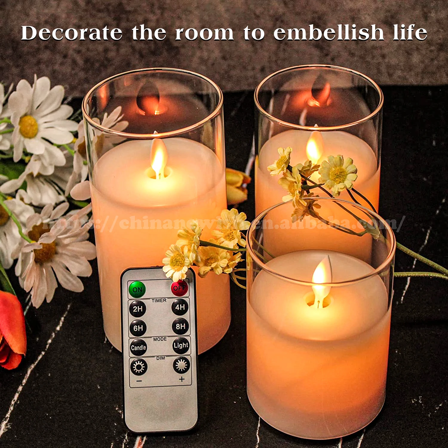 Kanlong 3d Real Wax Pillar Flicker Bougie Flameless Candle Led Light 3 Pcssets With Remote 4756