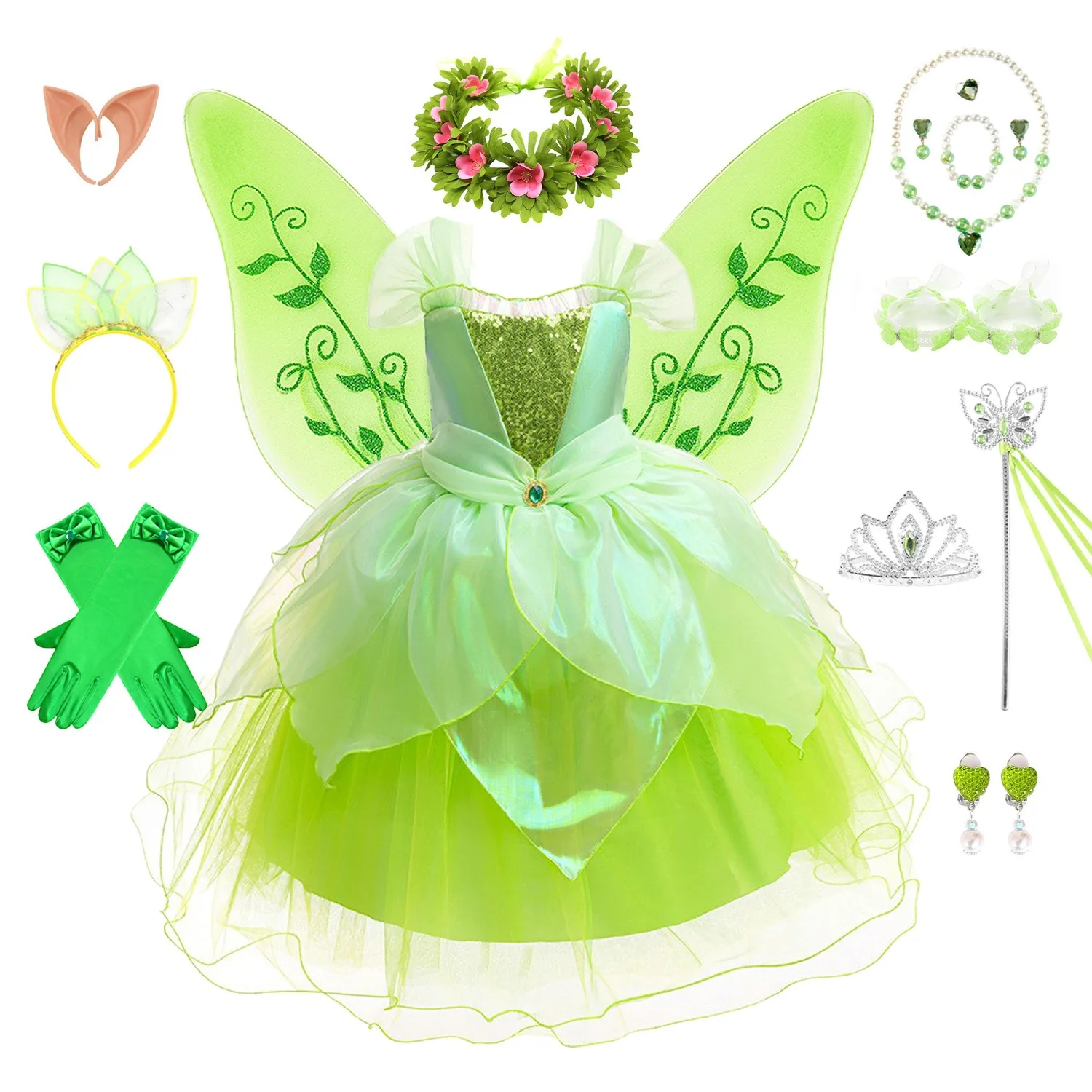 princess tiana dress up Girl's Disney Deluxe and the Frog Costume catching details Princess Tiana Costume for Girls