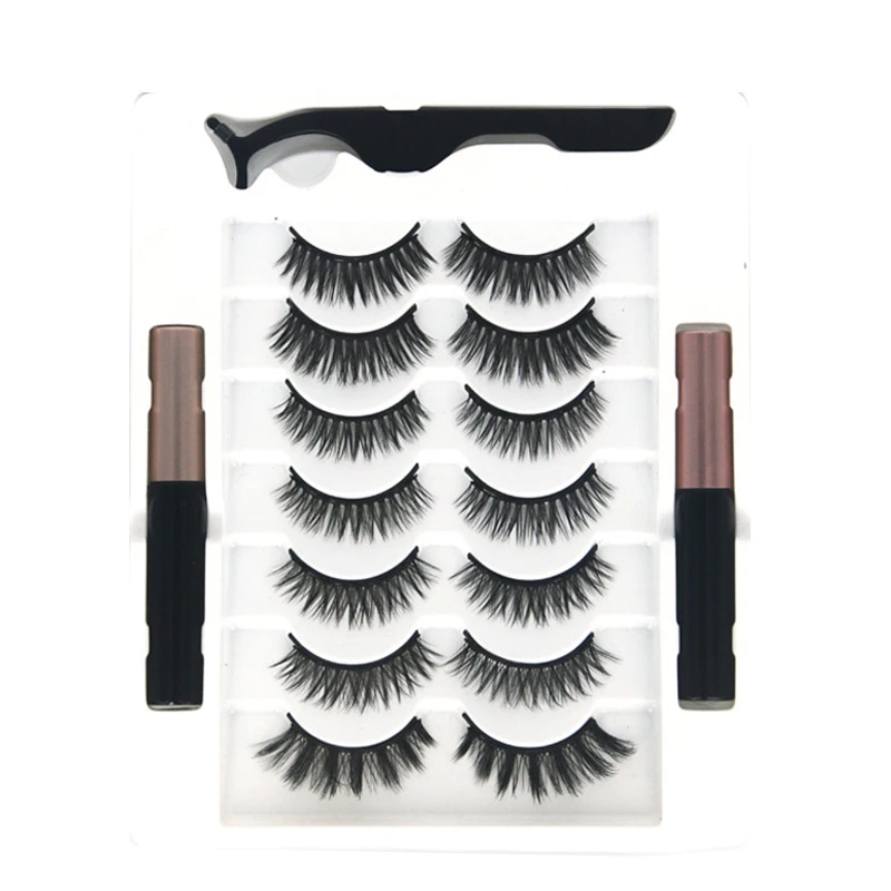 
Wholesale 7 Pairs Magnetic Eyelashes Kits with eyeliner with magnetic eyelashes with tweezers 