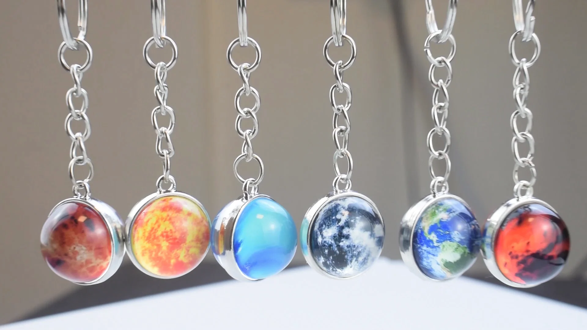 Moon Keychain Earth Sun Mars Jupiter Saturn Eight Galaxy Nebula