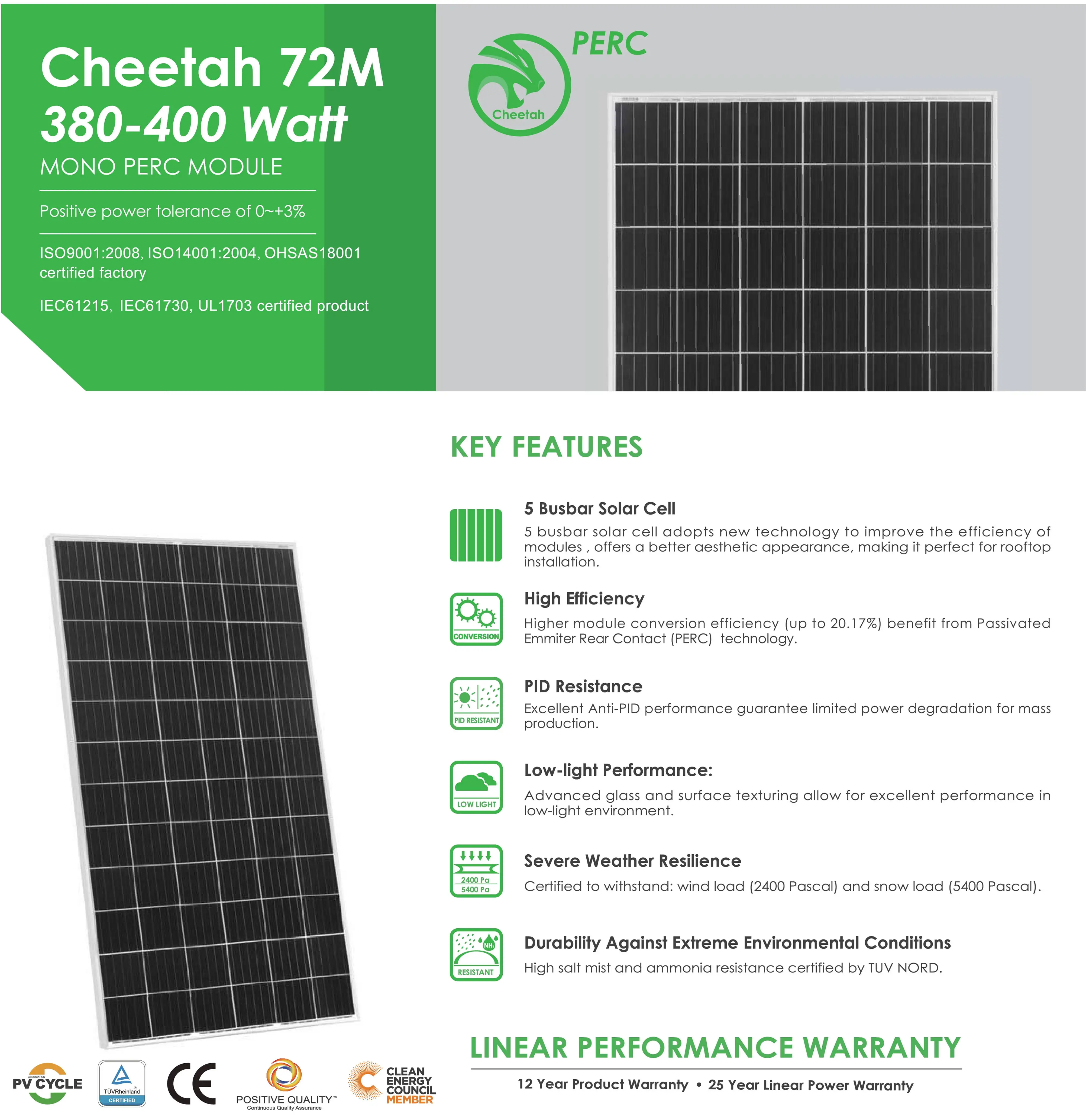 Jinko Monocrystalline Solar Panel 380w 400w Mono Solar Panel Price With