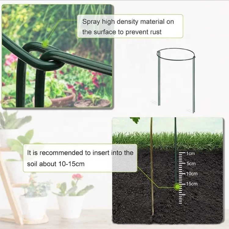 Semicircular Metal Wire Hoop Plant Support Stakes Half Round Metal