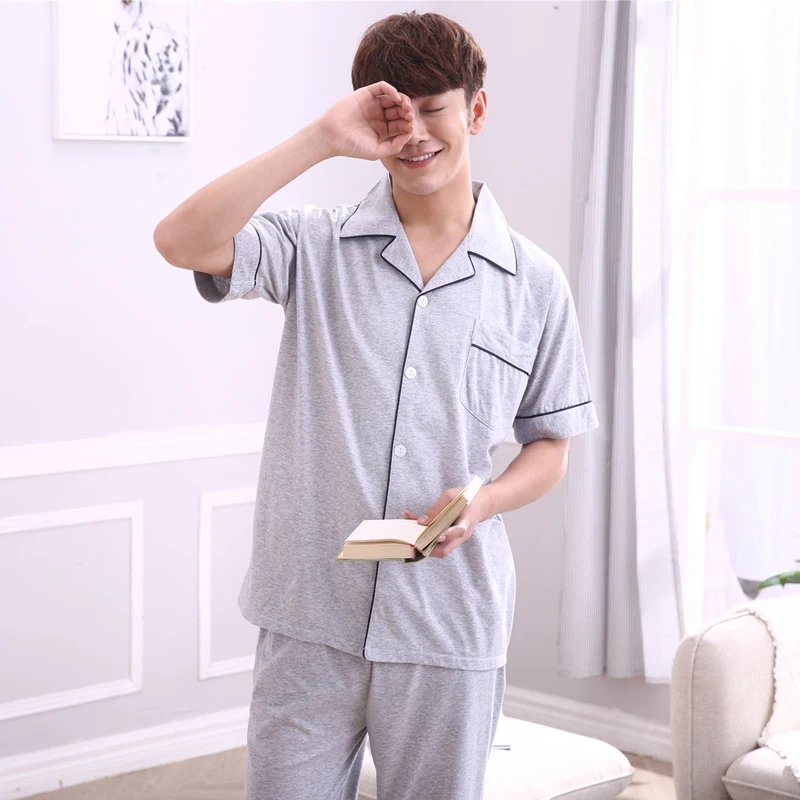 Men's Pyjamas Summer Thin Knit Cotton 