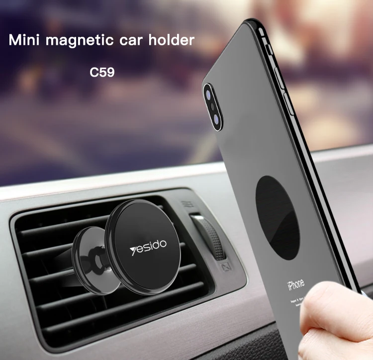 Yesido Magnet Car Mount Silicone Air Vent Clip 360 Angle Adjustable Cell Phone Magnetic Holder For Car