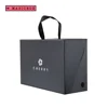 MOQ=100pcs custom single color print logo black express shipping hard carton strong corrugated paper shoe box with ribbon handle