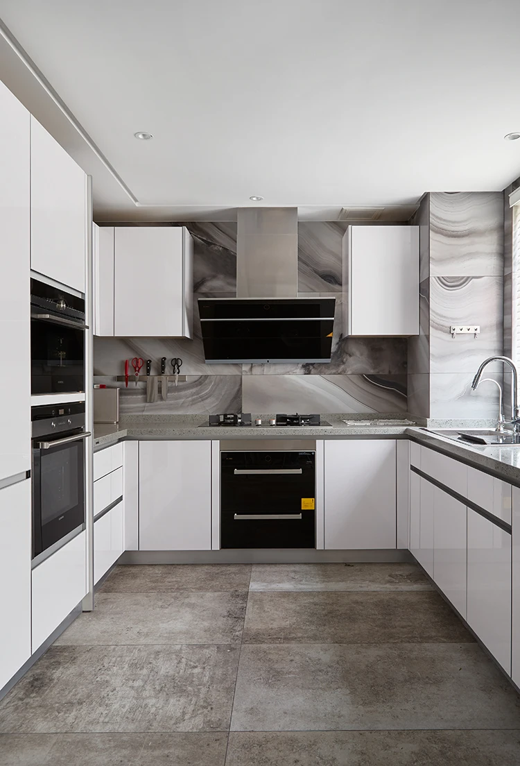 Grey Moderna Laca Coctelera Diseño De Gabinetes De Cocina De Alto