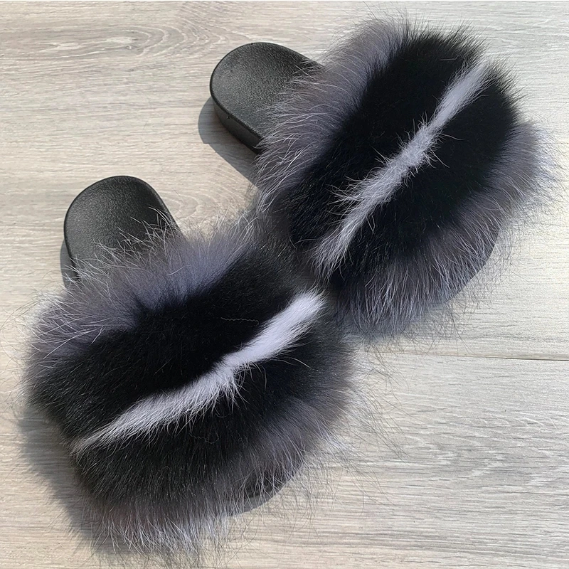 New Style Soft And Fluffy Fur Slides Sandals Soft Fox And Raccoon Fur Slippers Women Buy Women 1919