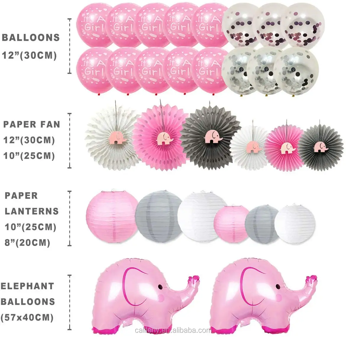 pink elephant baby shower balloons