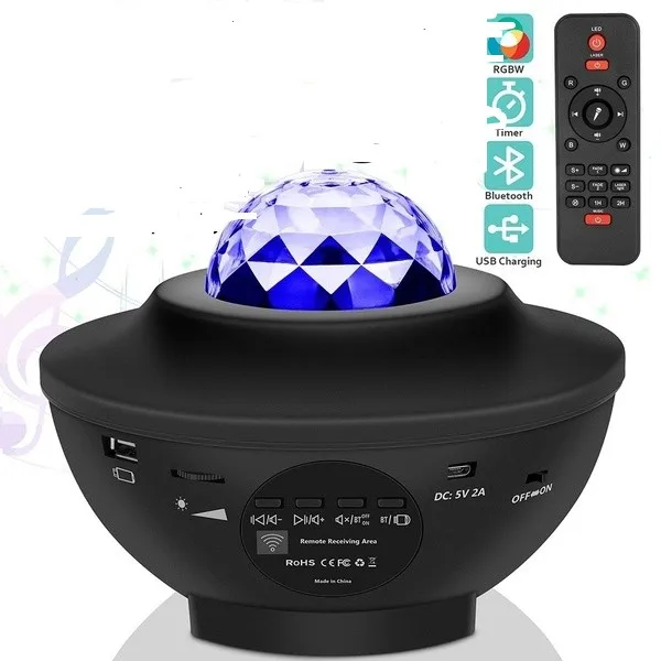 Star Projector Starry Projector Light With Remote Control& Built-In Music Player Ocean Wave Star