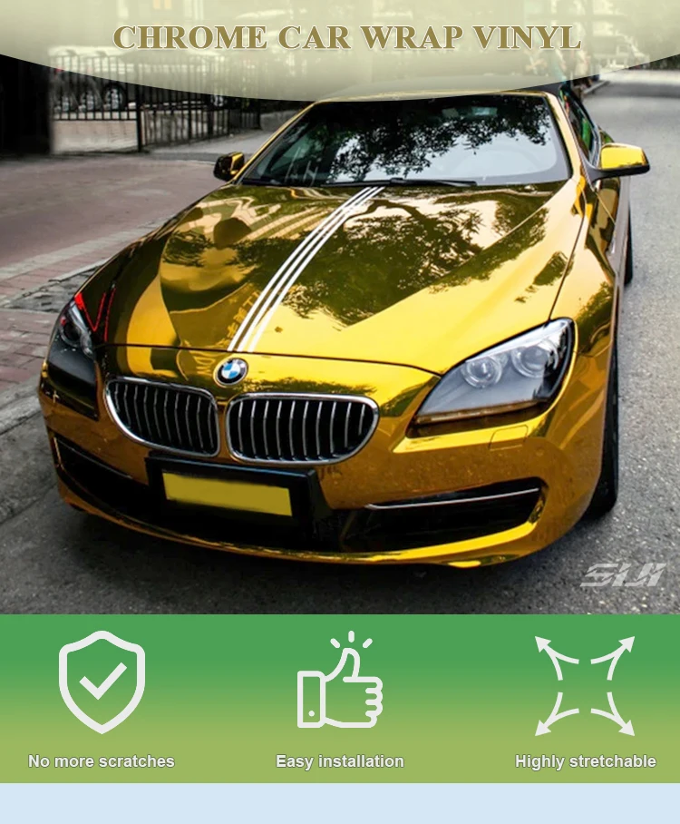 Adhesivo Cromado Rollo De Vinilo Del Abrigo Del Coche Cubierta Del