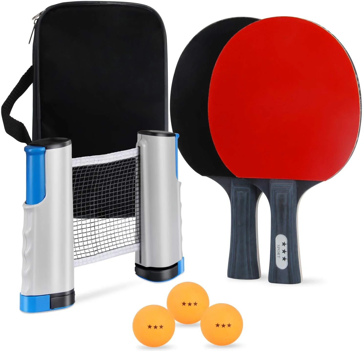 Family Table Tennis Racket Set With Paddles With Balls Portable Table ...
