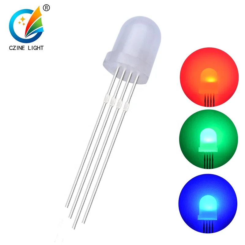 Czinelight Ultra Bright Straw Hat Led Diode Dip 4 Pins Rgb F8 8mm Light Emitting Diode Wholesale Price