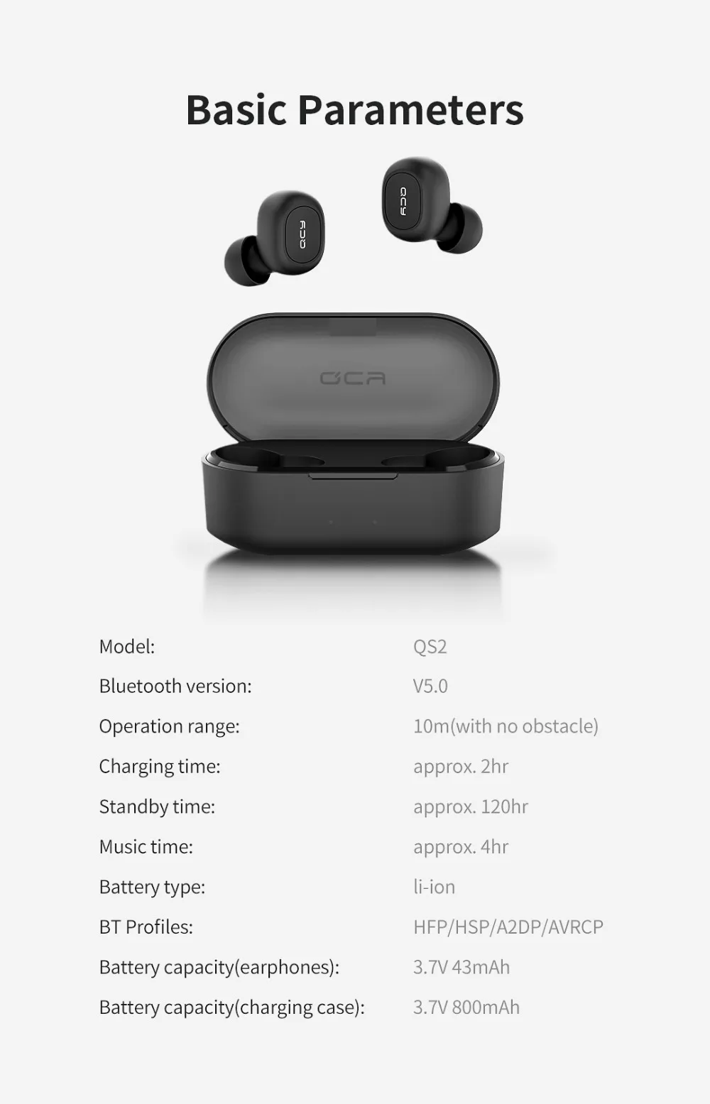 TWS QS2 QCY Bluetooth V5.0 3D Headphones Sports Stereo QCY T2C Wireless Earphones with Dual Mic - ANKUX.COM
