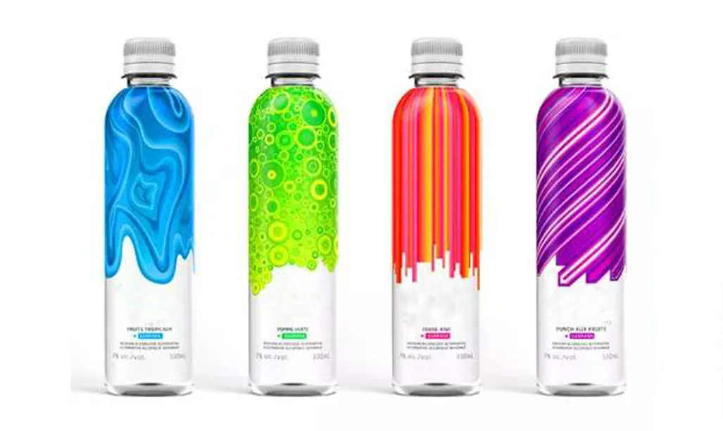 Яркие этикетки. Креативные бутылки для воды. Яркая упаковка. Яркая упаковка напиток.