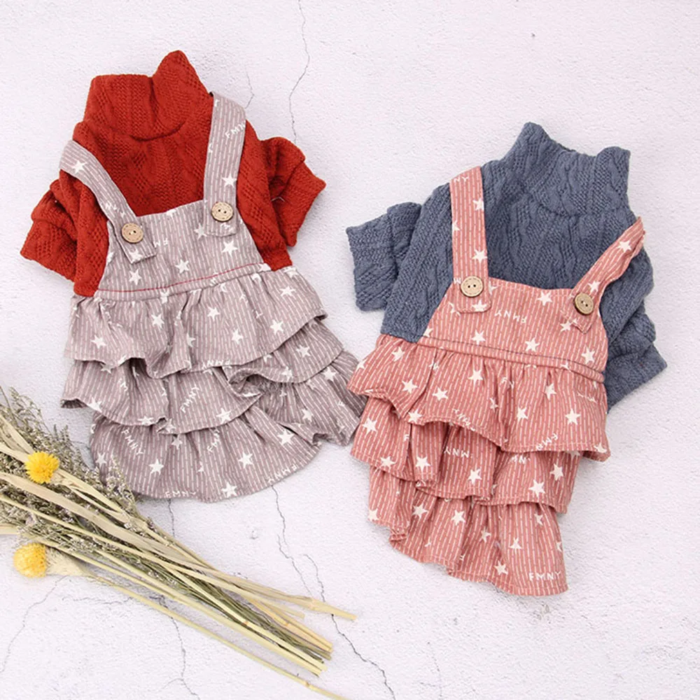 
Wholesale Multi Sizes Apparel Dogs Gallus Star Cake Sweater Warm Winter Fashions Luxury Pet Dress Clothes 