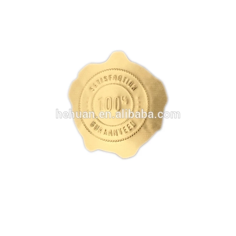 Metallic Paper Sticker Gold Foil Custom Logo Embossing Label Sticker