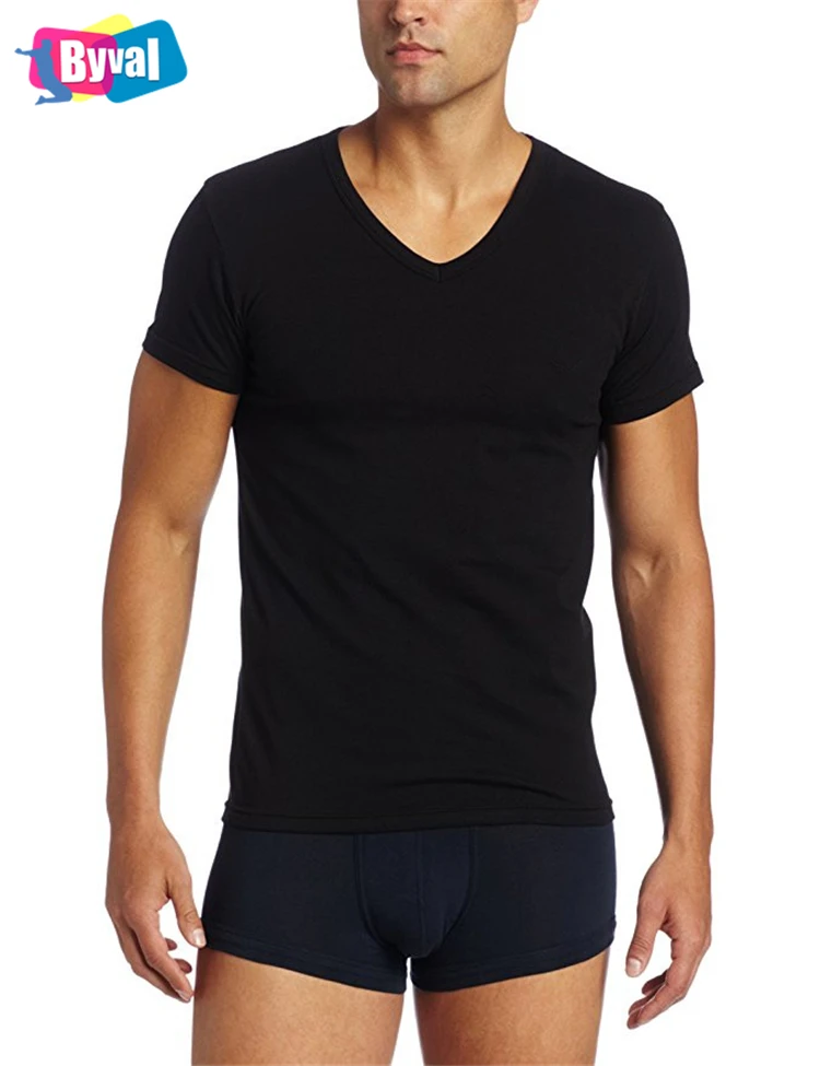 95 Cotton 5 Elastane Tshirt White T Shirt Custom Mens Undershirts V