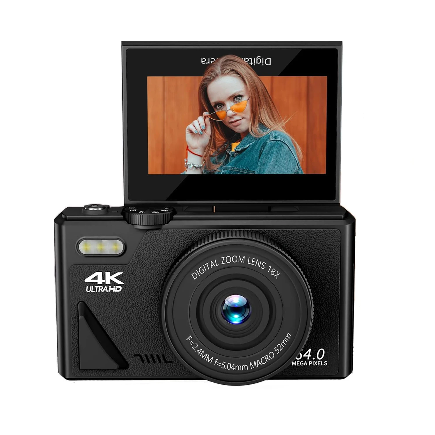 4K Digital Camera with 3-Inch Flip Screen, 18X Zoom & WiFi - Ideal