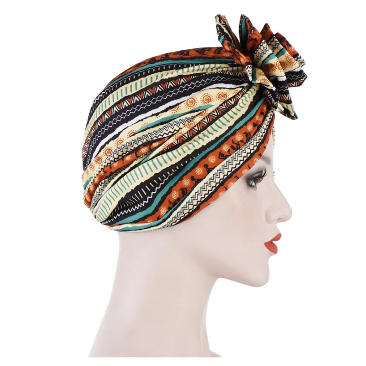 波西米亚妇女花颜色头巾帽子花布妇女的头巾帽子穆斯林头巾帽子