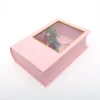 Young girl heart pink rectangle book shape cardboard paper flower package box flower gift box with phnom penh transparent window