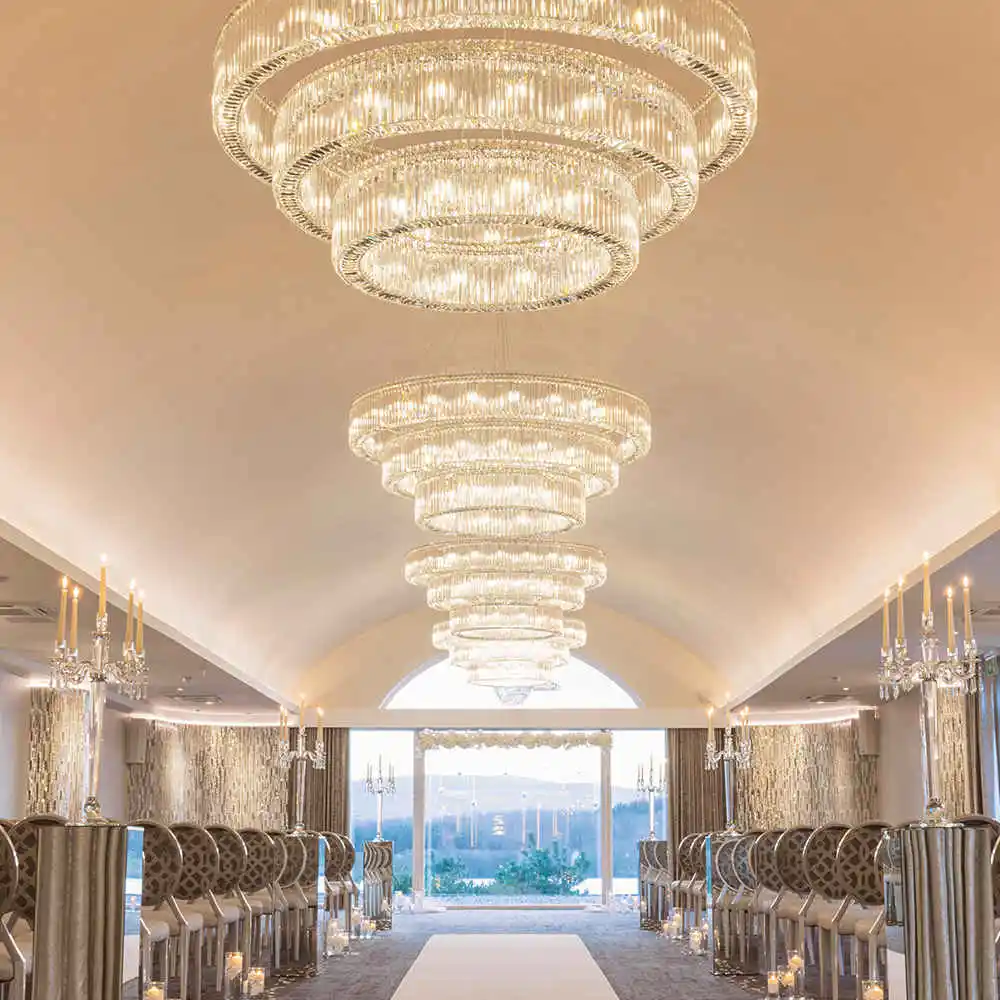 Round large crystal chandeliers for hotel