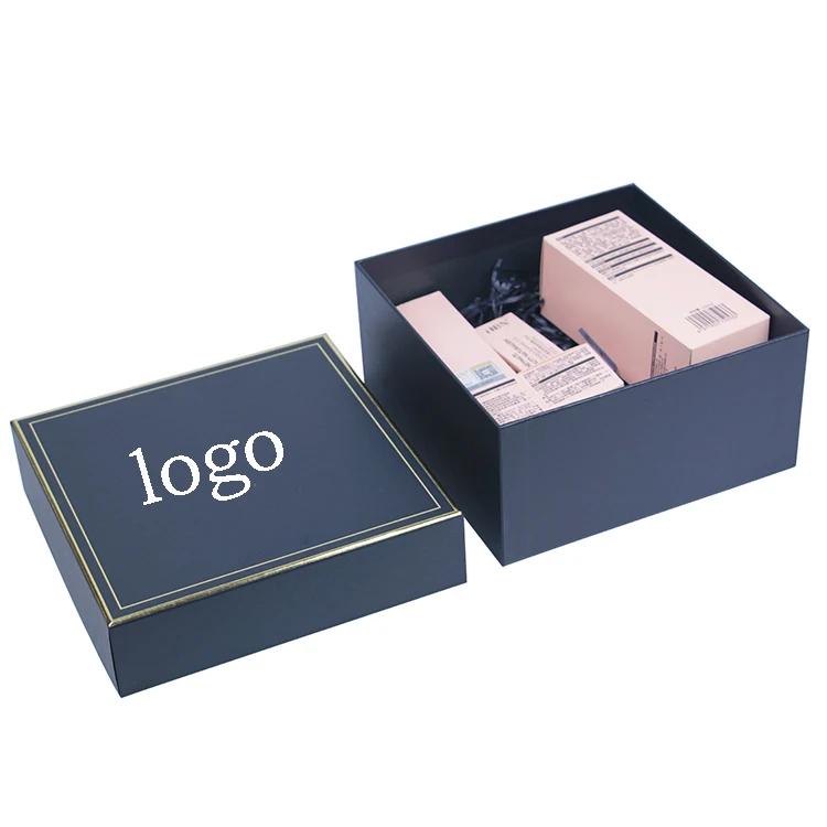 Custom Gold Foil Logo Printed Paper Box with Lid and Base Cardboard ...
