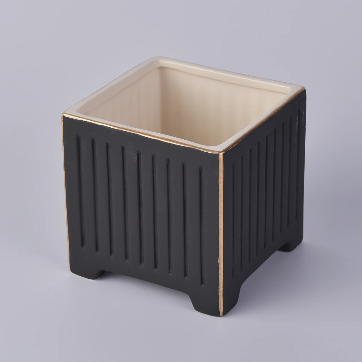 Square Black Ceramic Candle Vessels