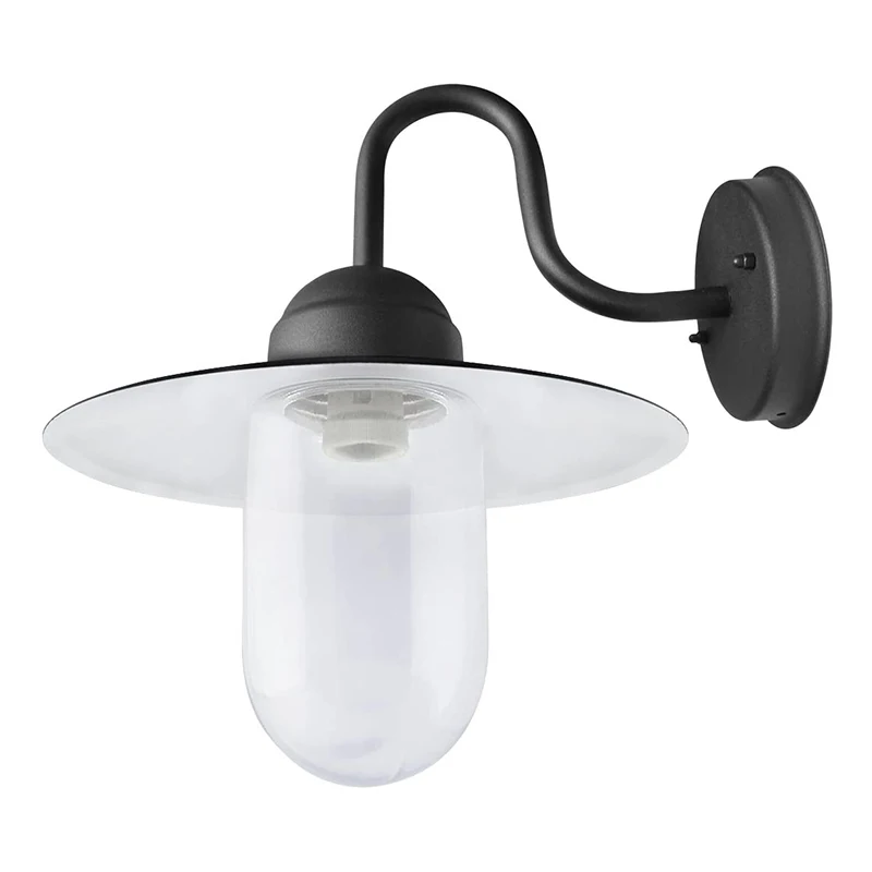 High Quality Outdoor IP44 Rated Wall Light Down Lantern In Black Finish With Clear Glass Cover  Requires Max 60w