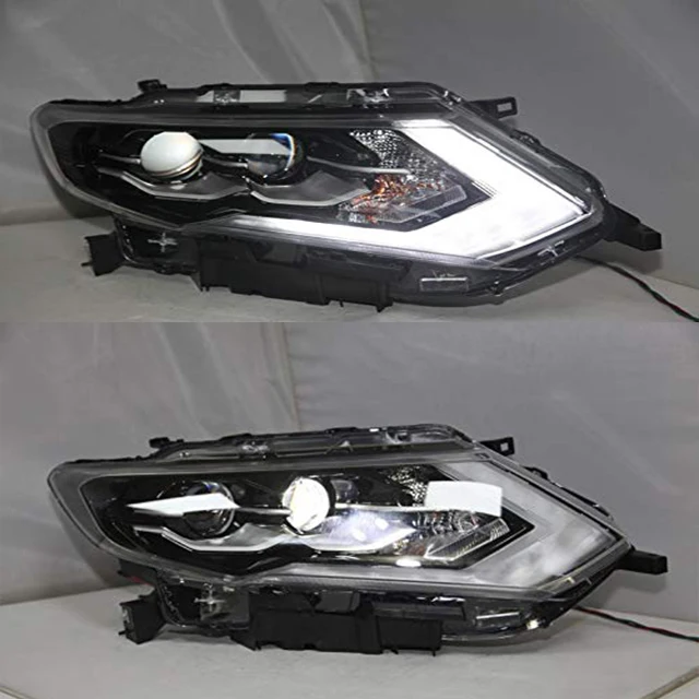 For NISSAN X-trail  Rogue Front Lamps LED Head Light Assembly 2017 Year Black Housing With Daytime Running Light