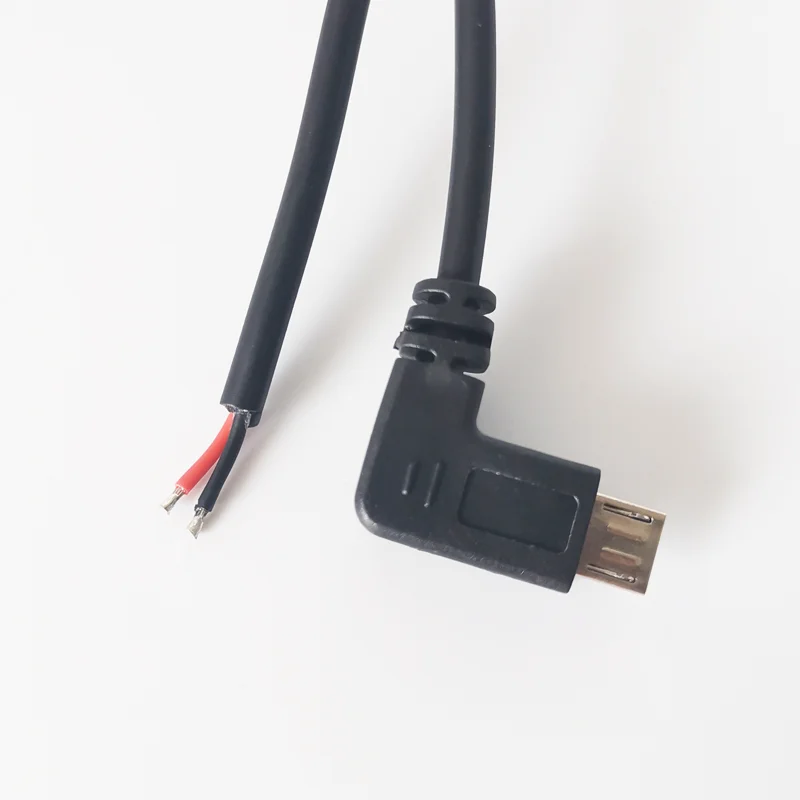 Right Angle Black/white Micro Usb 5 Pin Male Plug To 2 Core Pigtail