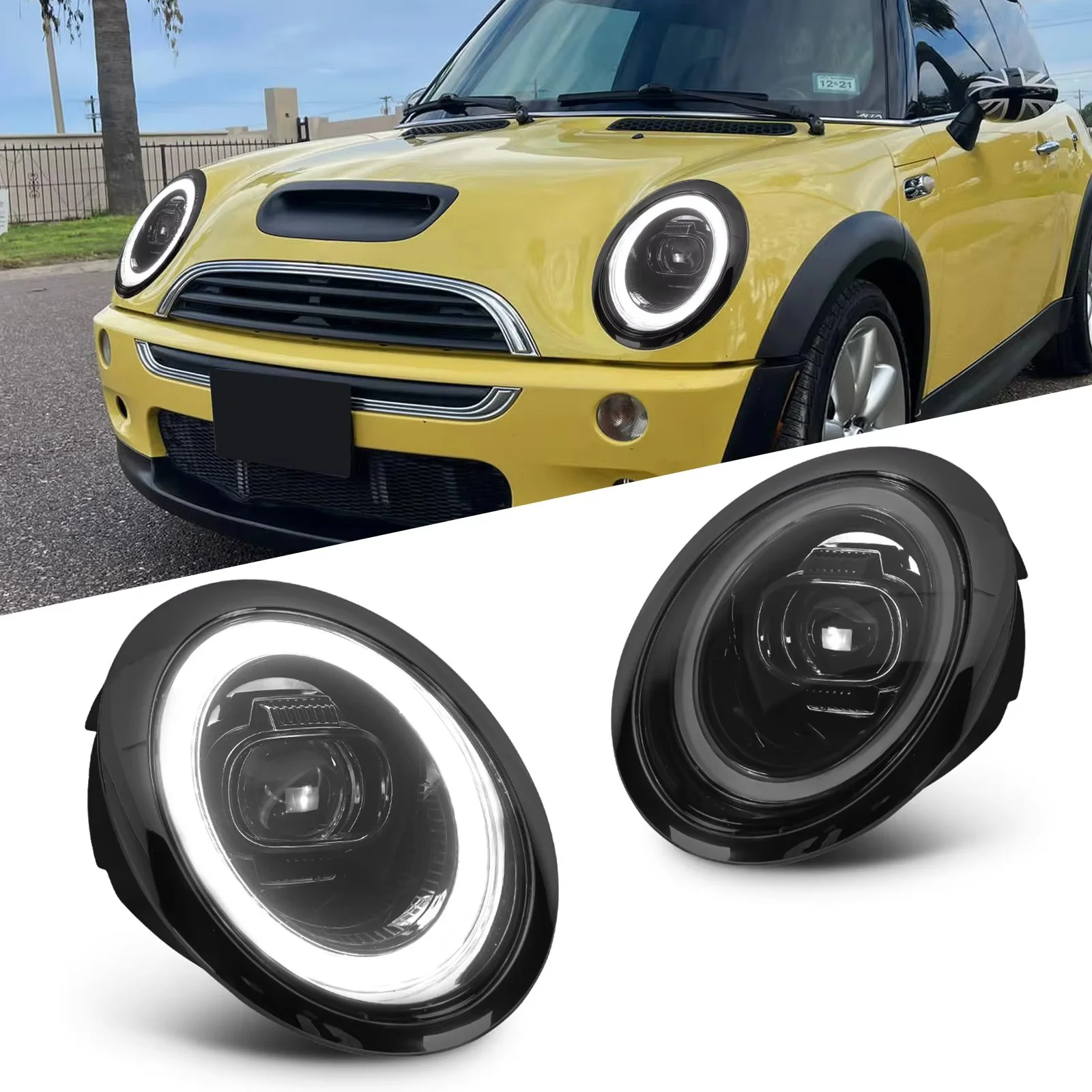 Emark Approved LED R50 JCW Headlight for 2001-2006 Mini Cooper R50 R53 12V White for BMW MINI R50 R52 R53 Front Lamp manufacture