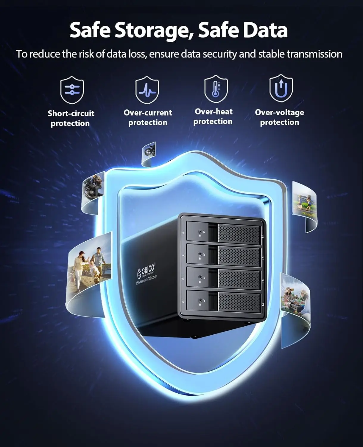 Orico 4 Bay Multi Hard Drive Enclosure With 1tb Ssd & 2tb Disco Duro