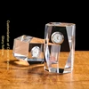 Wholesale Custom Made Antique Etched Cube Shape Crystal Clock For Office Desk Ornaments
