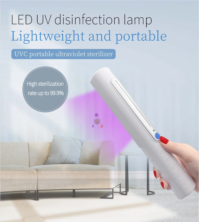 2020 FDA Approval Powerful UVC 254nm Virus killer lamp Travel UV Sanitizing Wand