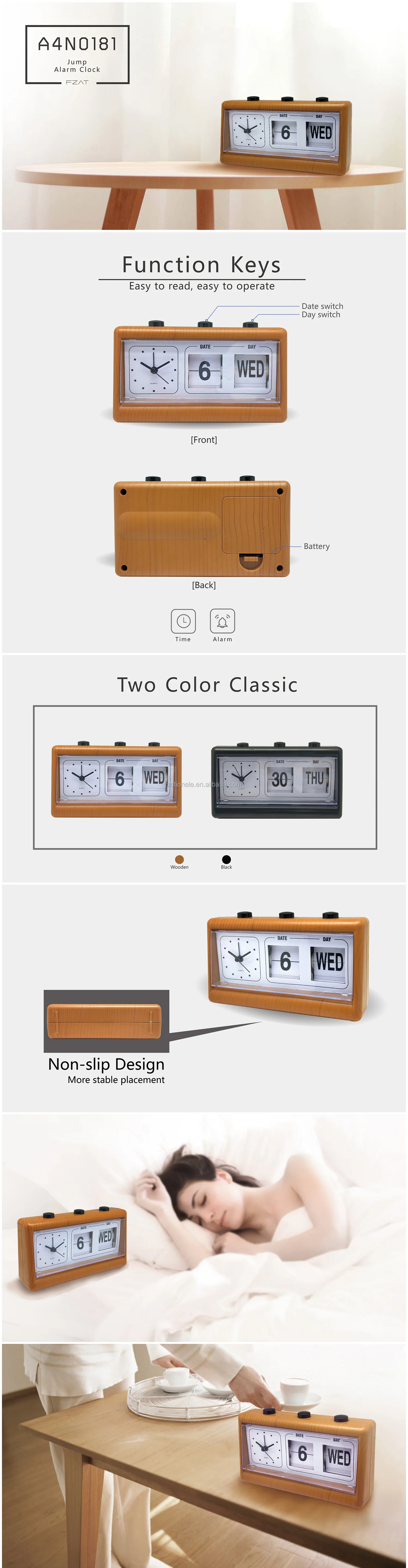 Brief Analog Table Flip Clock With Calendar Alarm - Buy Table Flip ...