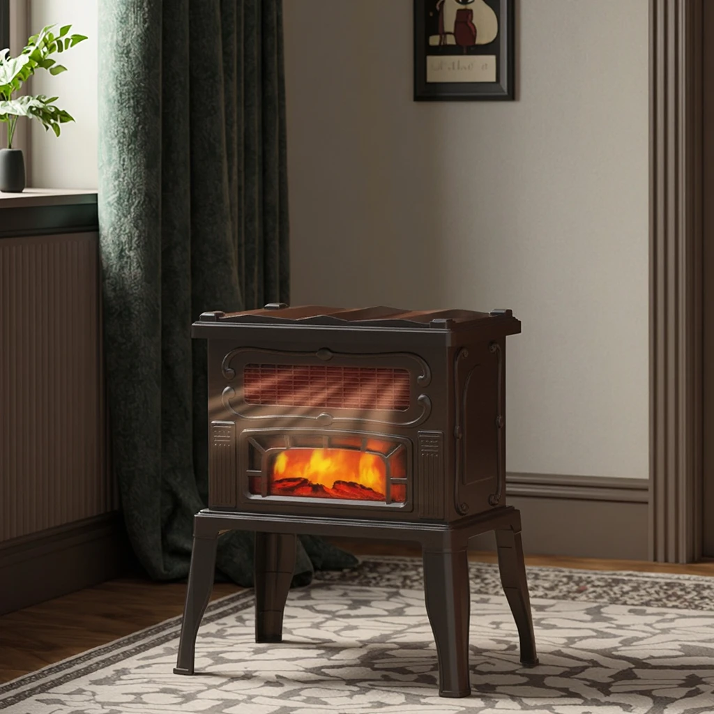 110V heater installed safely 3 feet from curtains and furniture